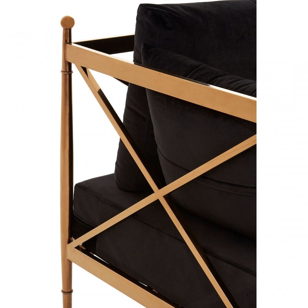 Donal 2 Seat Rose Gold Lattice Arms Sofa, Steel, Velvet, Rose Gold