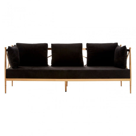 Donal 3 Seat Rose Gold Lattice Arms Sofa, Steel, Velvet, Rose Gold