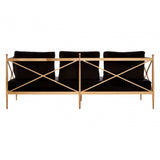 Donal 3 Seat Rose Gold Lattice Arms Sofa, Steel, Velvet, Rose Gold