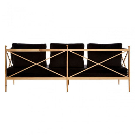 Donal 3 Seat Rose Gold Lattice Arms Sofa, Steel, Velvet, Rose Gold