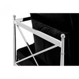 Donal 2 Seat Sofa with Silver Lattice Arms, Steel, Velvet, Black