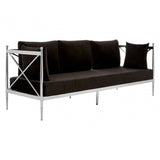 Donal 3 Seat Sofa with Silver Lattice Sides, Steel, Velvet