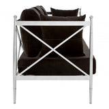 Donal 3 Seat Sofa with Silver Lattice Sides, Steel, Velvet