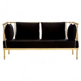 Donal 2 Seat Gold Finish Tapered Arms Sofa, Steel, Velvet, Gold