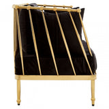 Donal 2 Seat Gold Finish Tapered Arms Sofa, Steel, Velvet, Gold