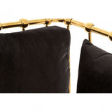 Donal 3 Seat Gold Finish Tapered Arms Sofa, Steel, Velvet, Gold