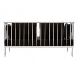 Donal 2 Seat Silver Finish Tapered Arms Sofa, Steel, Velvet, Silver