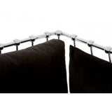 Donal 2 Seat Silver Finish Tapered Arms Sofa, Steel, Velvet, Silver