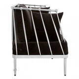 Donal 3 Seat Silver Finish Tapered Arms Sofa, Steel, Velour, Silver