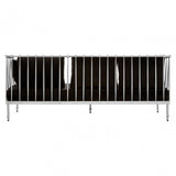 Donal 3 Seat Silver Finish Tapered Arms Sofa, Steel, Velour, Silver