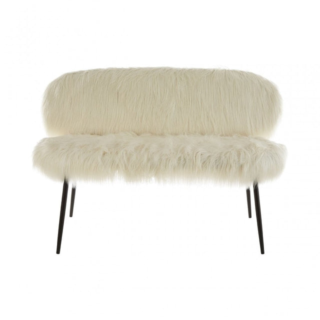 Sienna Sofa with Black Legs, Metal, White