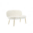 Sienna Sofa with Gold Finish Legs, Metal, White