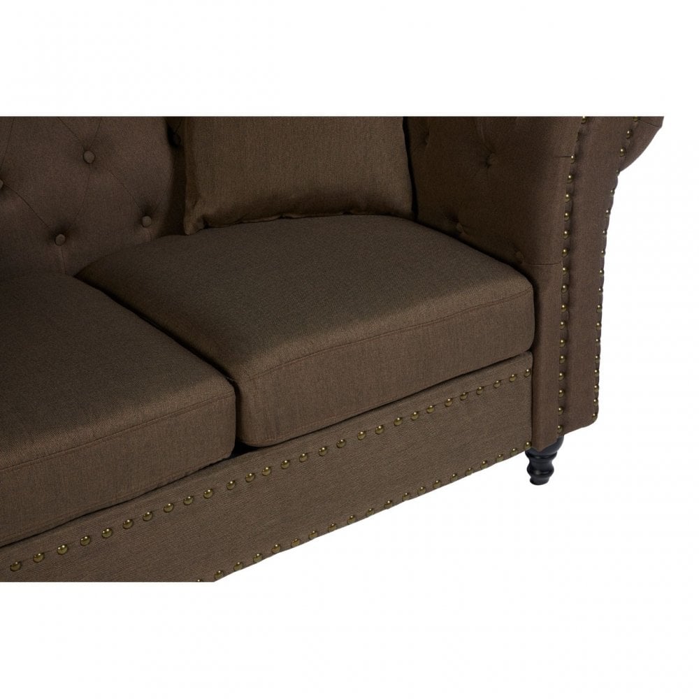 Domino 2 Seat Natural Chesterfield Sofa, Eucalyptus Wood, Sponge, Wood, Natural
