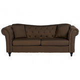 Domino 3 Seat Natural Chesterfield Sofa, Eucalyptus Wood, Sponge, Wood, Natural