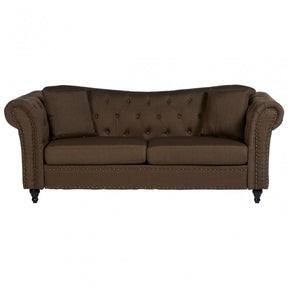 Domino 3 Seat Natural Chesterfield Sofa, Eucalyptus Wood, Sponge, Wood, Natural