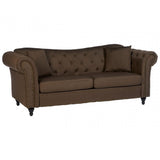 Domino 3 Seat Natural Chesterfield Sofa, Eucalyptus Wood, Sponge, Wood, Natural