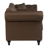 Domino 3 Seat Natural Chesterfield Sofa, Eucalyptus Wood, Sponge, Wood, Natural