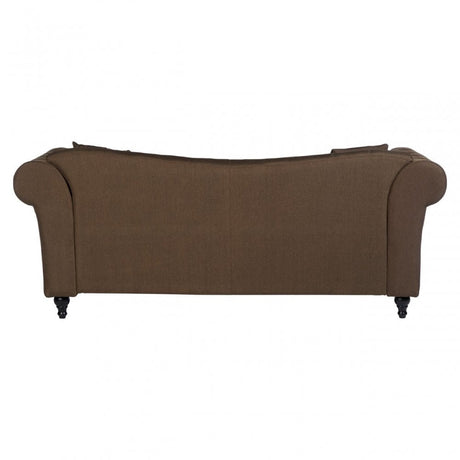Domino 3 Seat Natural Chesterfield Sofa, Eucalyptus Wood, Sponge, Wood, Natural