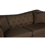 Domino 3 Seat Natural Chesterfield Sofa, Eucalyptus Wood, Sponge, Wood, Natural