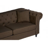 Domino 3 Seat Natural Chesterfield Sofa, Eucalyptus Wood, Sponge, Wood, Natural