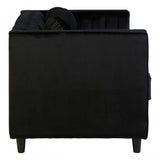 Farah 2 Seat Black Velvet Sofa, Eucalyptus Wood, Sponge, Wood, Black