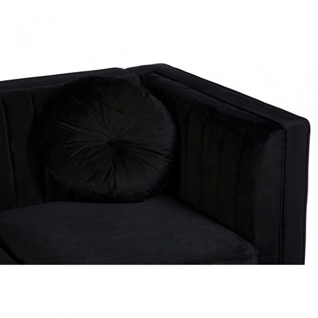 Farah 2 Seat Black Velvet Sofa, Eucalyptus Wood, Sponge, Wood, Black