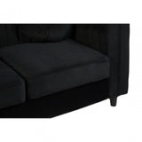 Farah 2 Seat Black Velvet Sofa, Eucalyptus Wood, Sponge, Wood, Black