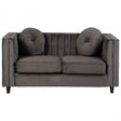 Farah 2 Seat Grey Velvet Sofa, Eucalyptus Wood, Sponge, Wood, Grey