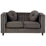 Farah 2 Seat Grey Velvet Sofa, Eucalyptus Wood, Sponge, Wood, Grey