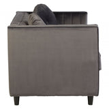 Farah 2 Seat Grey Velvet Sofa, Eucalyptus Wood, Sponge, Wood, Grey