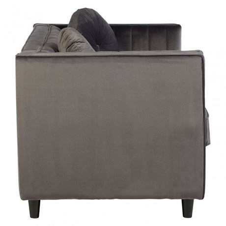 Farah 2 Seat Grey Velvet Sofa, Eucalyptus Wood, Sponge, Wood, Grey