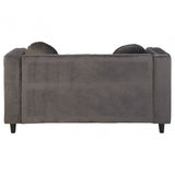 Farah 2 Seat Grey Velvet Sofa, Eucalyptus Wood, Sponge, Wood, Grey