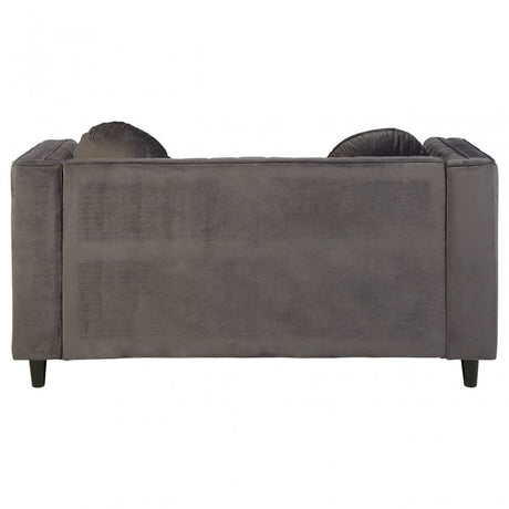 Farah 2 Seat Grey Velvet Sofa, Eucalyptus Wood, Sponge, Wood, Grey