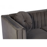 Farah 2 Seat Grey Velvet Sofa, Eucalyptus Wood, Sponge, Wood, Grey