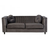 Farah 3 Seat Grey Velvet Sofa, Eucalyptus Wood, Sponge, Wood, Grey