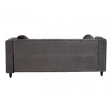 Farah 3 Seat Grey Velvet Sofa, Eucalyptus Wood, Sponge, Wood, Grey