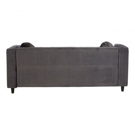 Farah 3 Seat Grey Velvet Sofa, Eucalyptus Wood, Sponge, Wood, Grey