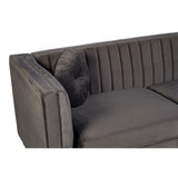 Farah 3 Seat Grey Velvet Sofa, Eucalyptus Wood, Sponge, Wood, Grey