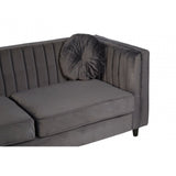Farah 3 Seat Grey Velvet Sofa, Eucalyptus Wood, Sponge, Wood, Grey