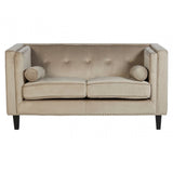 Flick 2 Seat Mink Velvet Sofa, Eucalyptus Wood, Wood, Cream