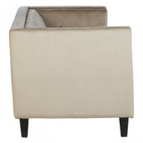 Flick 3 Seat Mink Velvet Sofa, Eucalyptus Wood, Wood, Cream
