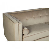 Flick 3 Seat Mink Velvet Sofa, Eucalyptus Wood, Wood, Cream