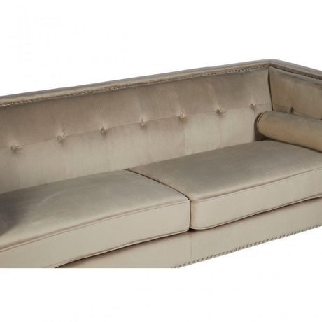 Flick 3 Seat Mink Velvet Sofa, Eucalyptus Wood, Wood, Cream