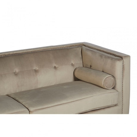 Flick 3 Seat Mink Velvet Sofa, Eucalyptus Wood, Wood, Cream