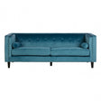 Flick 3 Seat Blue Velvet Sofa, Eucalyptus Wood, Wood, Blue