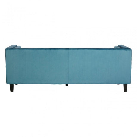 Flick 3 Seat Blue Velvet Sofa, Eucalyptus Wood, Wood, Blue