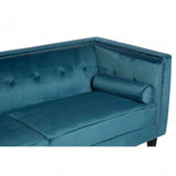 Flick 3 Seat Blue Velvet Sofa, Eucalyptus Wood, Wood, Blue