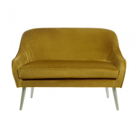 Louxor Mustard Velvet Sofa, Wood, Yellow