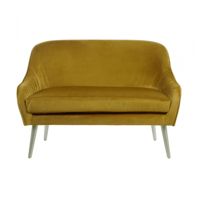Louxor Mustard Velvet Sofa, Wood, Yellow