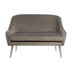 Louxor Grey Velvet Sofa, Wood, Grey